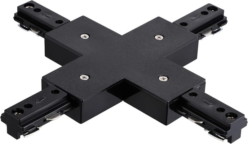 LEONLITE H Track X Connector, Single Circuit 3-Wire-1 Track Lighting Kit, UL Listed, Flame Retardant Material, Black - Image 1